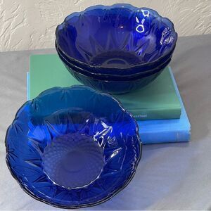 Set of 4 Avon Blue Glass Bowels